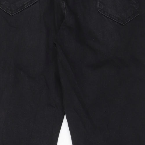 TEX Womens Black Cotton Tapered Jeans Size 2XL L29 in Regular Drawstring - Cuffed, Pockets