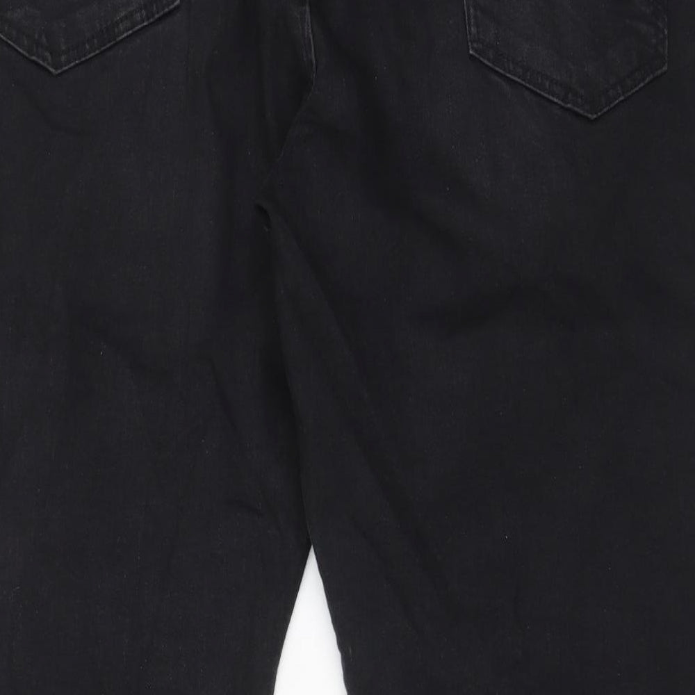 TEX Womens Black Cotton Tapered Jeans Size 2XL L29 in Regular Drawstring - Cuffed, Pockets