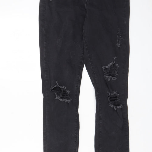 Missguided Womens Grey Cotton Skinny Jeans Size 8 L28 in Regular Zip - Pockets