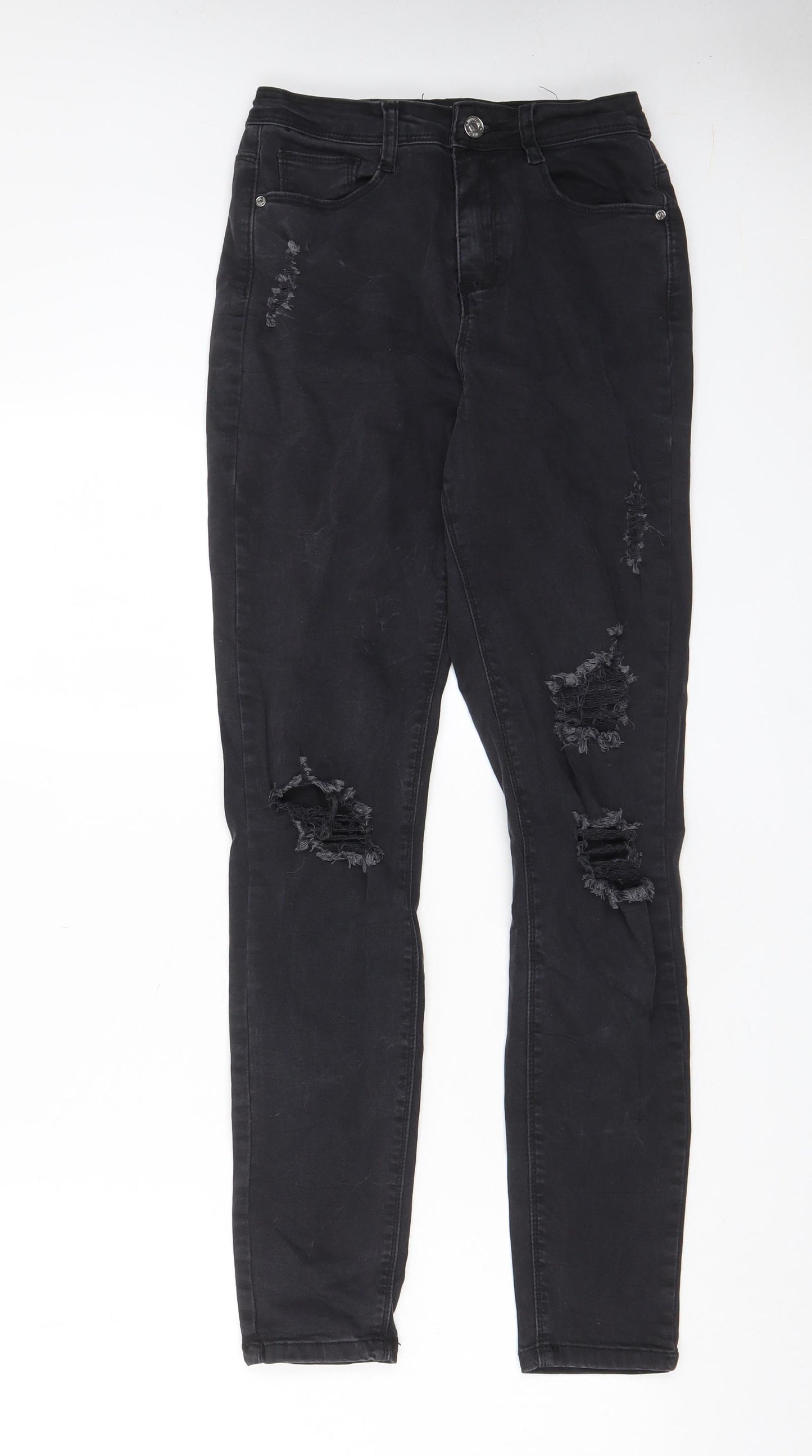 Missguided Womens Grey Cotton Skinny Jeans Size 8 L28 in Regular Zip - Pockets