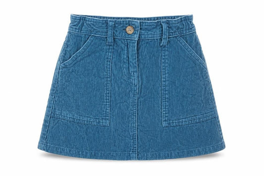 John Lewis Girls Blue Cotton A-Line Skirt Size 7 Years Regular Zip - Pockets, Adjustable waist