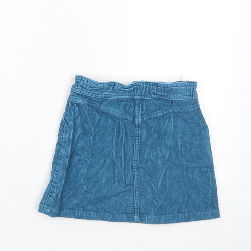 John Lewis Girls Blue Cotton A-Line Skirt Size 7 Years Regular Zip - Pockets, Adjustable waist