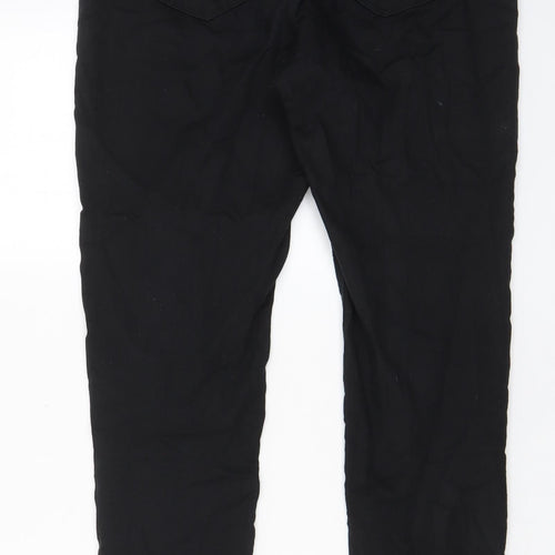 NEXT Womens Black Cotton Straight Jeans Size 16 L30 in Regular Zip - Pockets