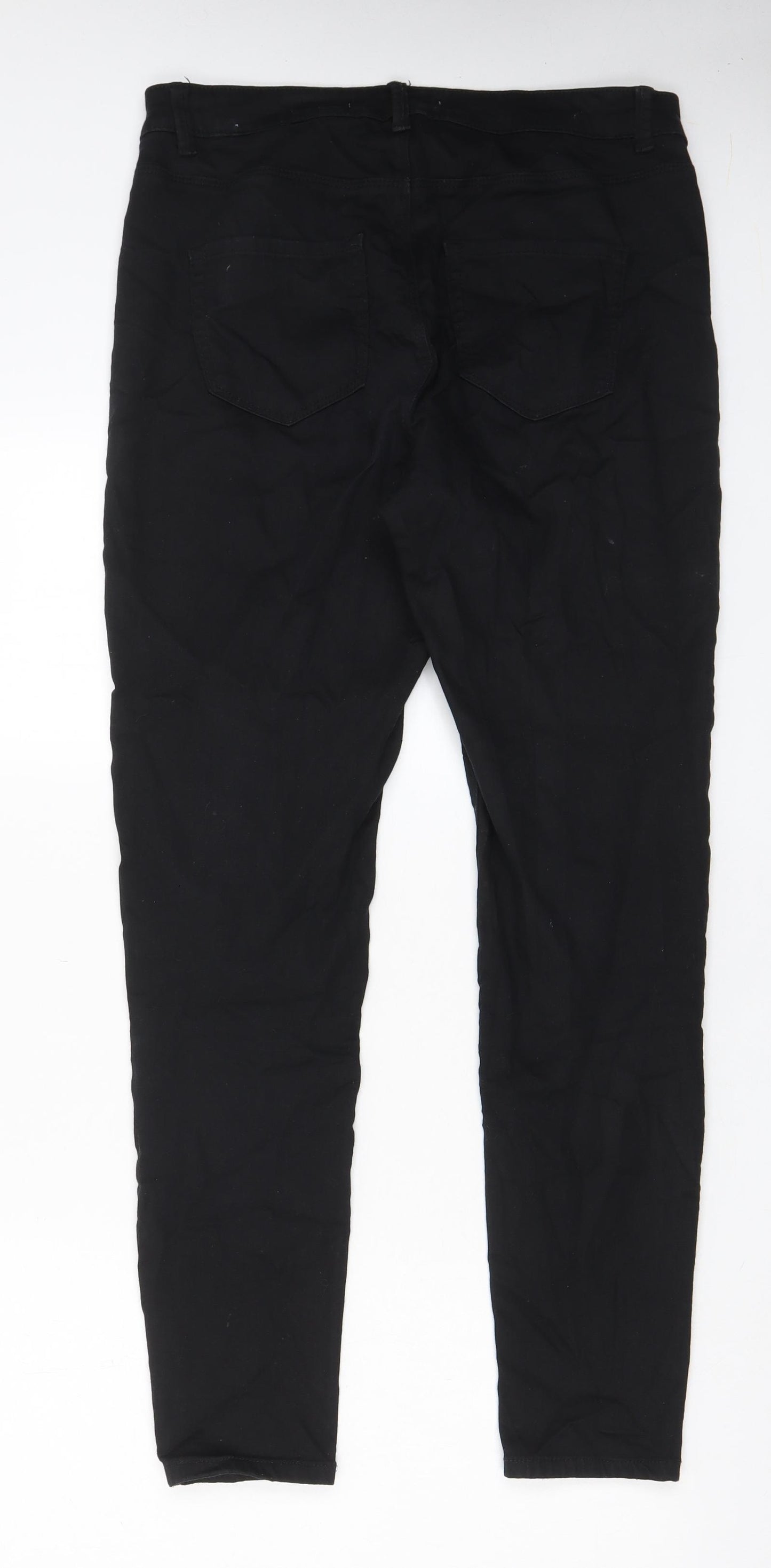 NEXT Womens Black Cotton Straight Jeans Size 16 L30 in Regular Zip - Pockets