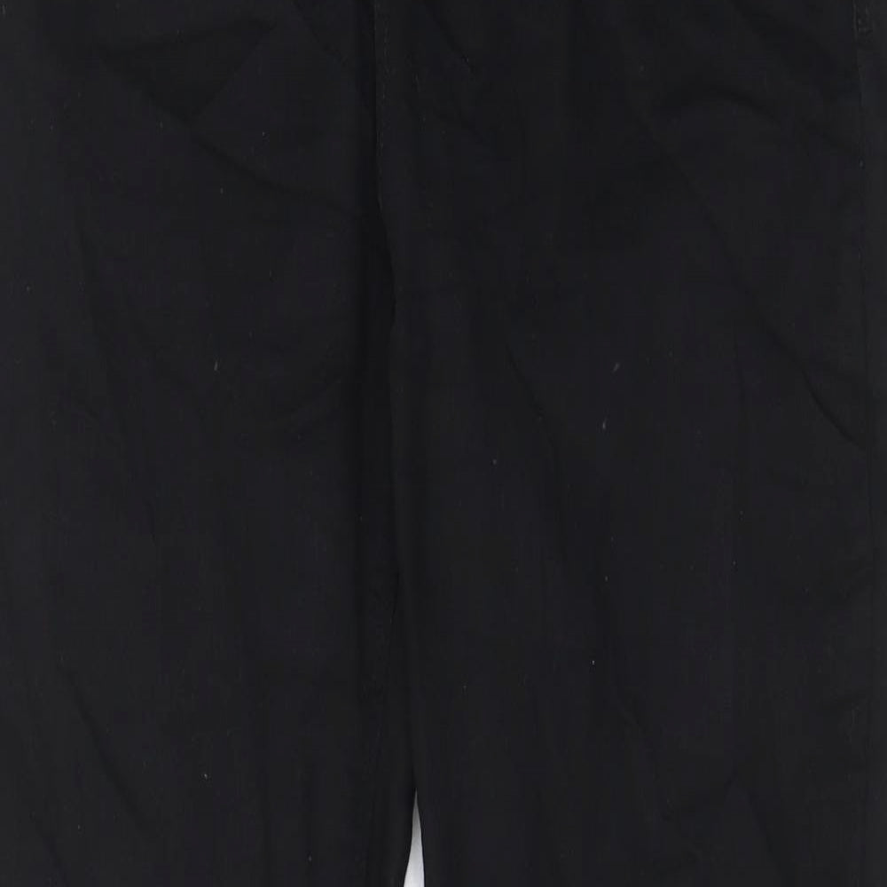 NEXT Womens Black Cotton Straight Jeans Size 16 L30 in Regular Zip - Pockets