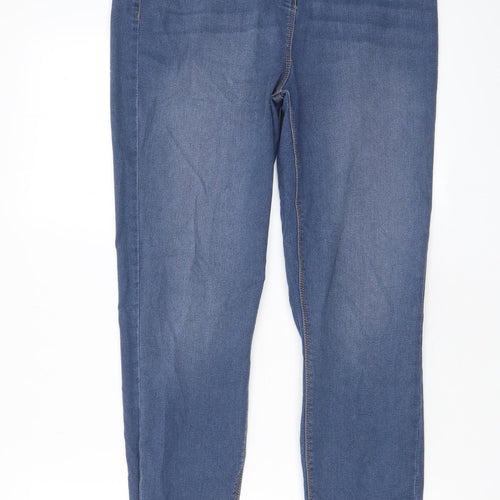 Papaya Womens Blue Cotton Skinny Jeans Size 14 L28 in Regular Zip - Pockets