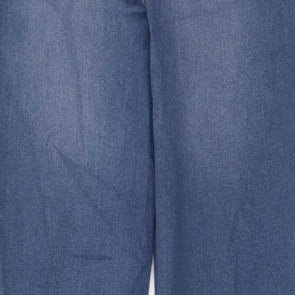 Papaya Womens Blue Cotton Skinny Jeans Size 14 L28 in Regular Zip - Pockets