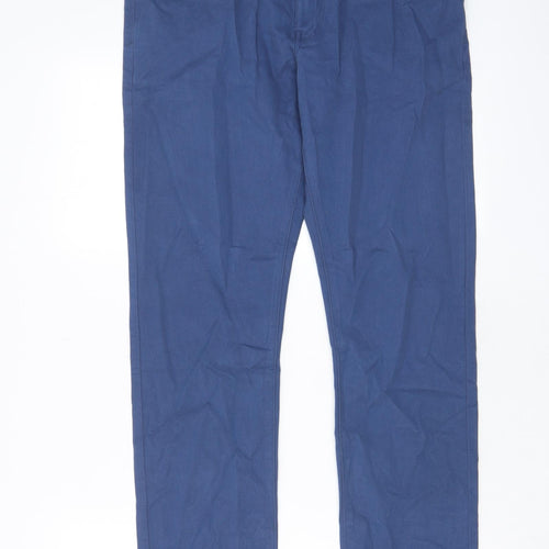 Autograph Mens Blue Cotton Straight Jeans Size 32 in L31 in Slim Zip - Pockets