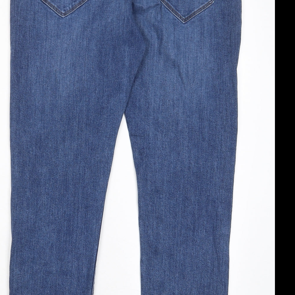 Marks and Spencer Mens Blue Cotton Straight Jeans Size 38 in L29 in Slim Zip - Short leg, Pockets
