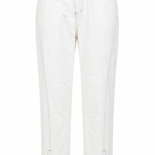 PRETTYLITTLETHING Womens White Cotton Straight Jeans Size 12 L32 in Regular Zip - Pockets, Split hems