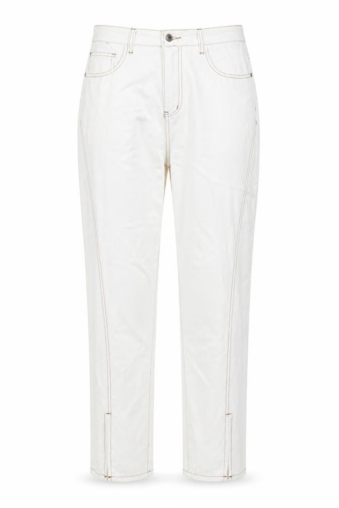 PRETTYLITTLETHING Womens White Cotton Straight Jeans Size 12 L32 in Regular Zip - Pockets, Split hems