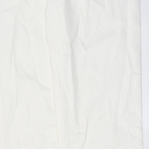 PRETTYLITTLETHING Womens White Cotton Straight Jeans Size 12 L32 in Regular Zip - Pockets, Split hems