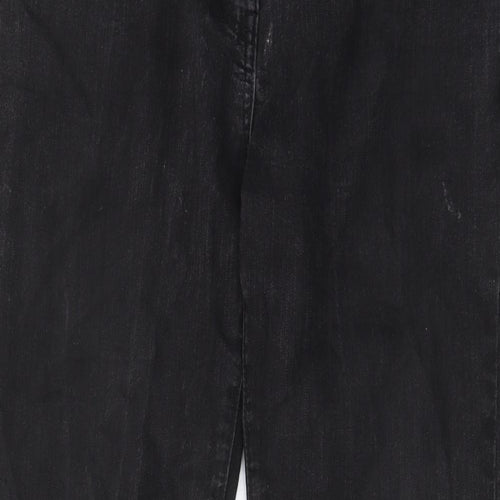 TU Womens Grey Cotton Straight Jeans Size 14 L29 in Regular Zip - Pockets