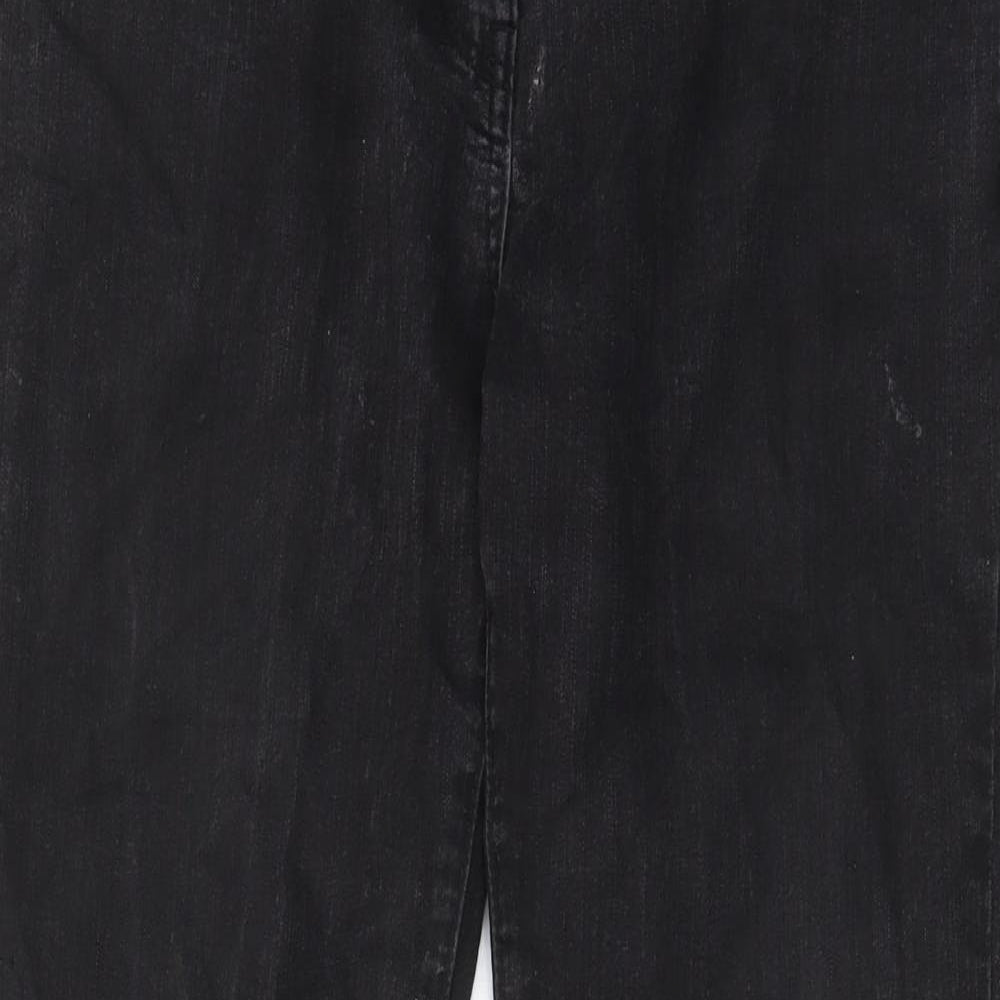 TU Womens Grey Cotton Straight Jeans Size 14 L29 in Regular Zip - Pockets