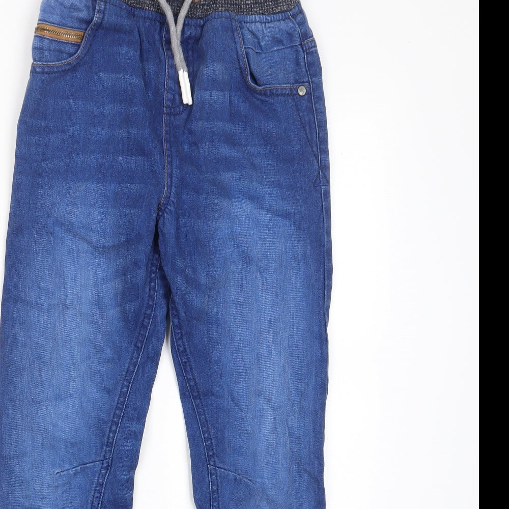 NEXT Boys Blue Cotton Straight Jeans Size 8 Years L21 in Regular Drawstring - Pockets