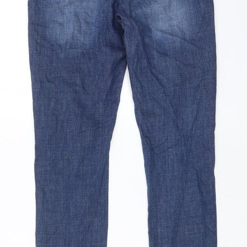 Topshop Womens Blue Cotton Straight Jeans Size 28 in L32 in Regular Zip - Pockets