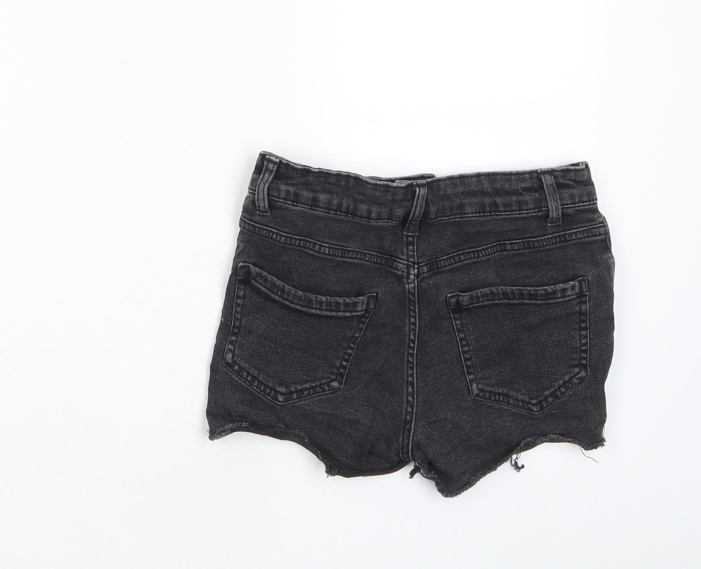 New Look Girls Grey Cotton Bermuda Shorts Size 10 Years Regular Zip - Distressed, Pockets