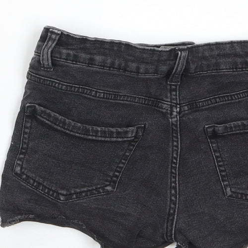 New Look Girls Grey Cotton Bermuda Shorts Size 10 Years Regular Zip - Distressed, Pockets