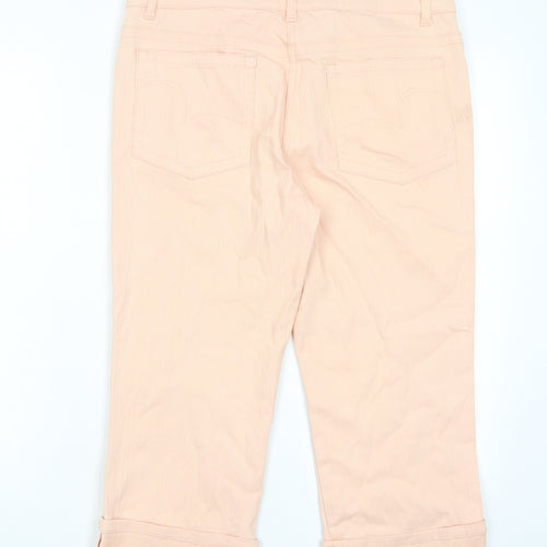 Papaya Womens Pink Cotton Cropped Jeans Size 12 L22 in Regular Zip - Pockets