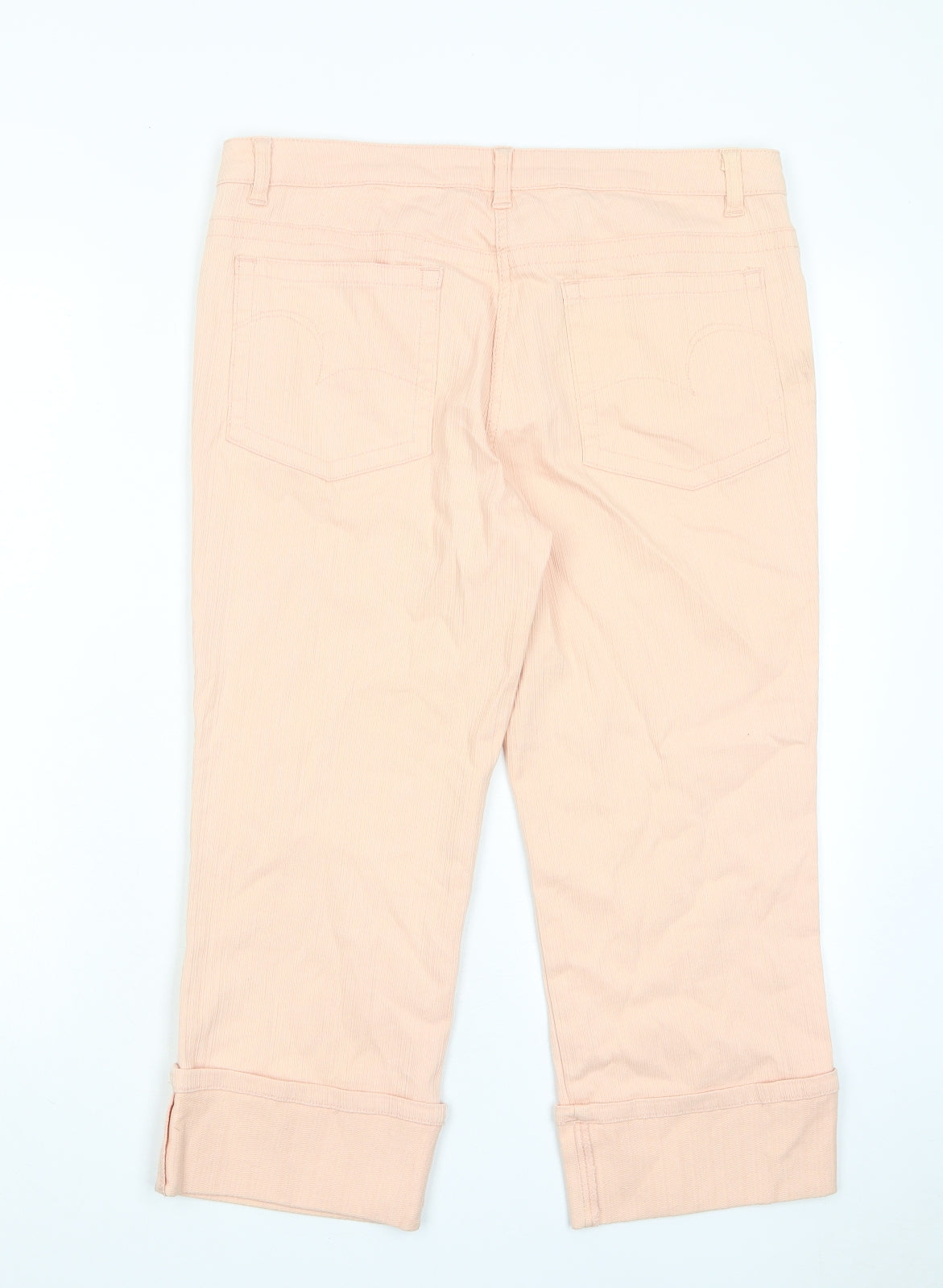 Papaya Womens Pink Cotton Cropped Jeans Size 12 L22 in Regular Zip - Pockets