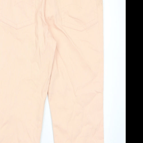 Papaya Womens Pink Cotton Cropped Jeans Size 12 L22 in Regular Zip - Pockets