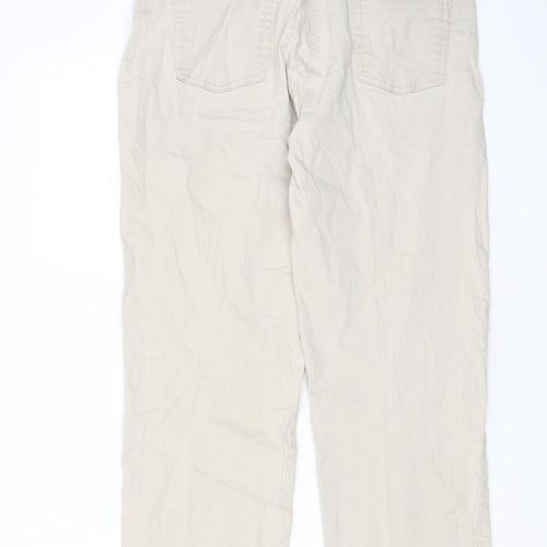 Denim & Co. Womens Beige Cotton Straight Jeans Size 16 L26 in Regular Zip - Pockets