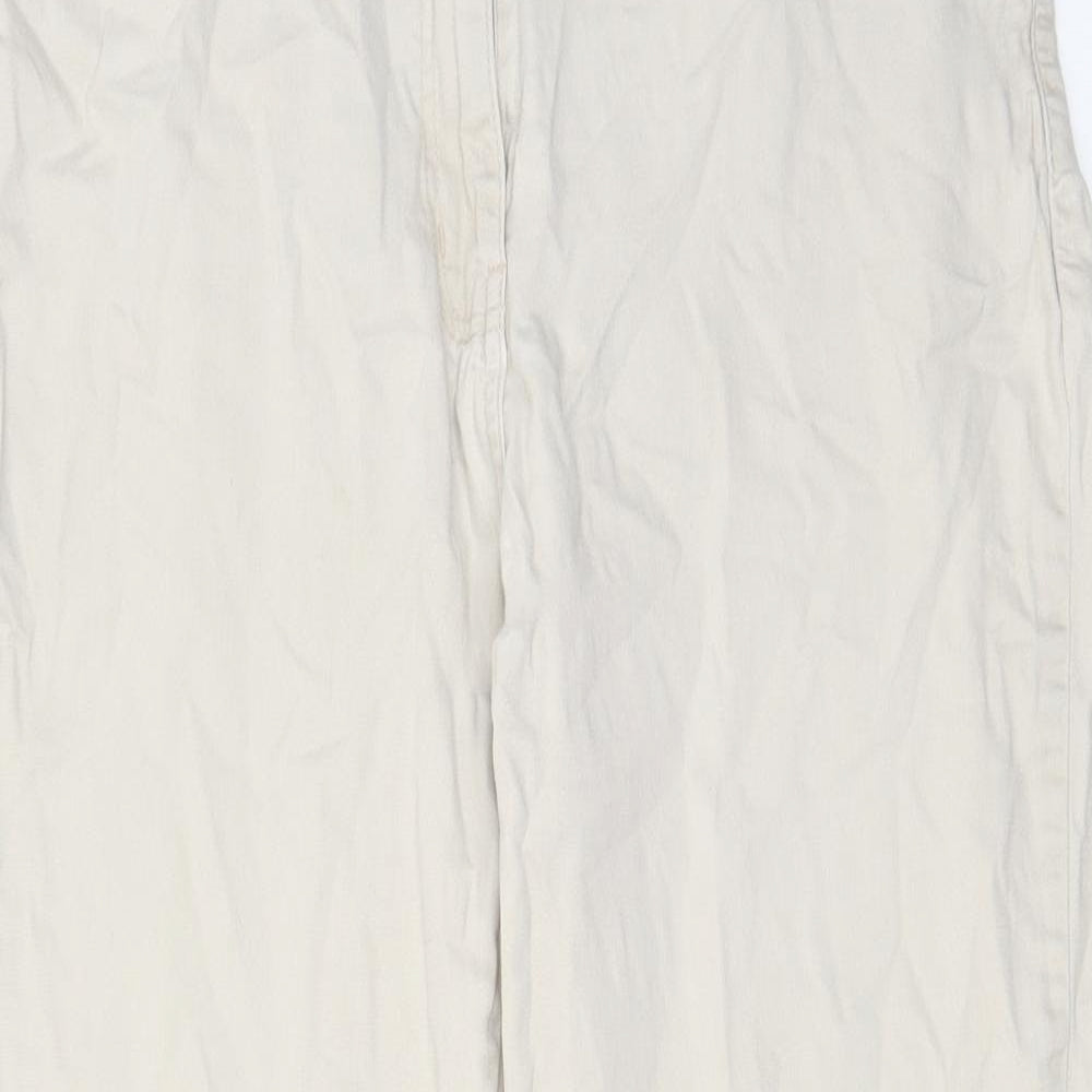 Denim & Co. Womens Beige Cotton Straight Jeans Size 16 L26 in Regular Zip - Pockets
