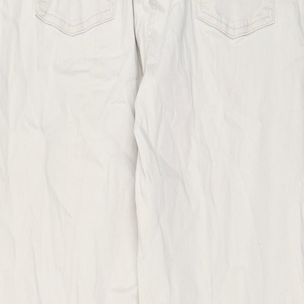Denim & Co. Womens Beige Cotton Straight Jeans Size 16 L26 in Regular Zip - Pockets
