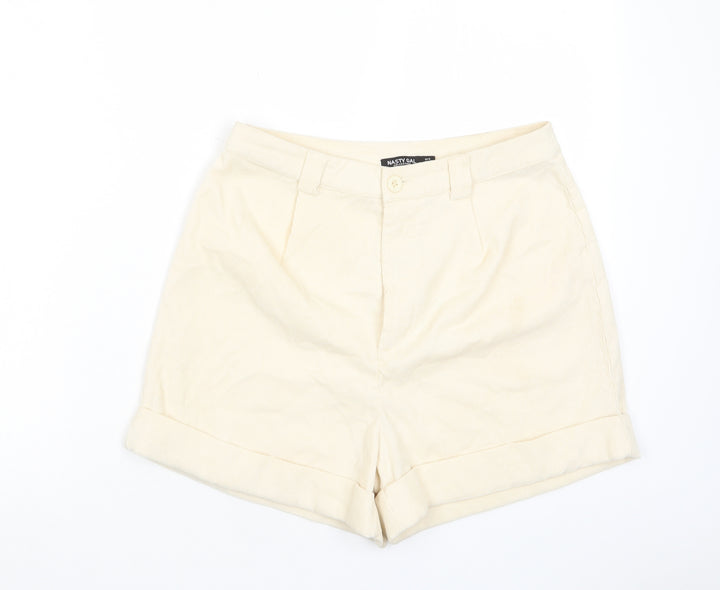 Nasty Gal Womens Beige Polyester Basic Shorts Size 6 L4 in Regular Zip - Pockets