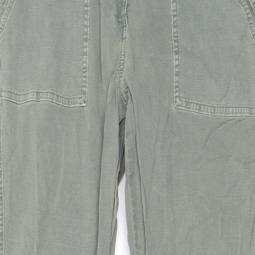 White Stuff Womens Green Cotton Straight Jeans Size 14 L29 in Regular Zip - Pockets