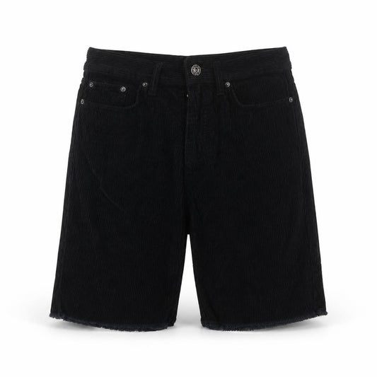 Front view of BDG women’s blue cotton bermuda shorts, size UK 28, in, 9-inch leg regular zip - pockets