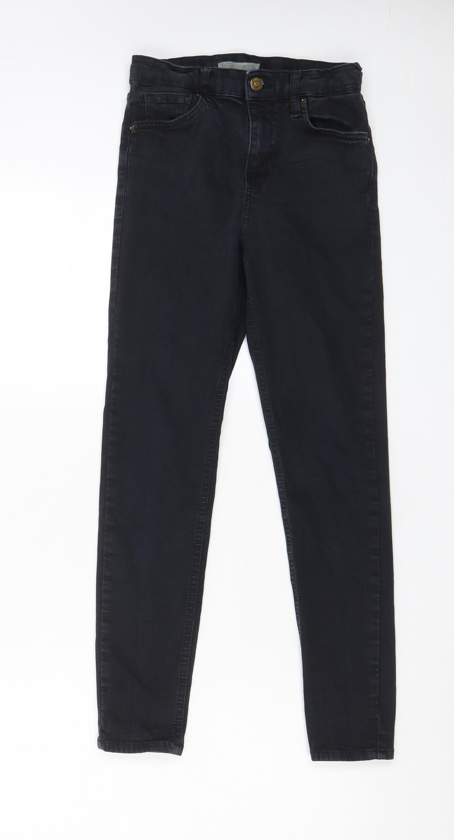 Topshop Womens Black Cotton Skinny Jeans Size 26 in L30 in Regular Zip - Pockets