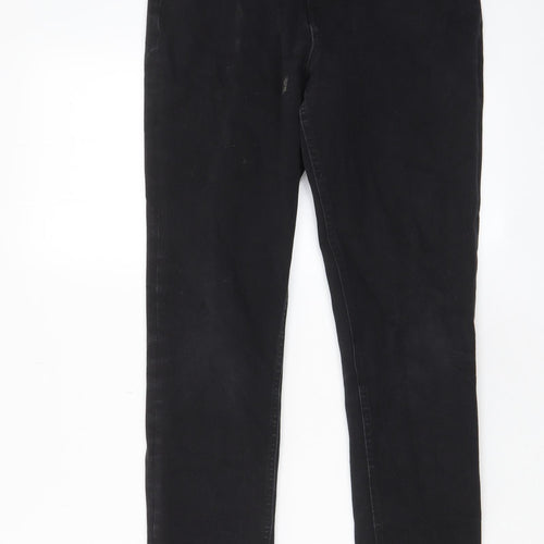 Marks and Spencer Womens Black Cotton Skinny Jeans Size 10 L29 in Regular Zip - Pockets