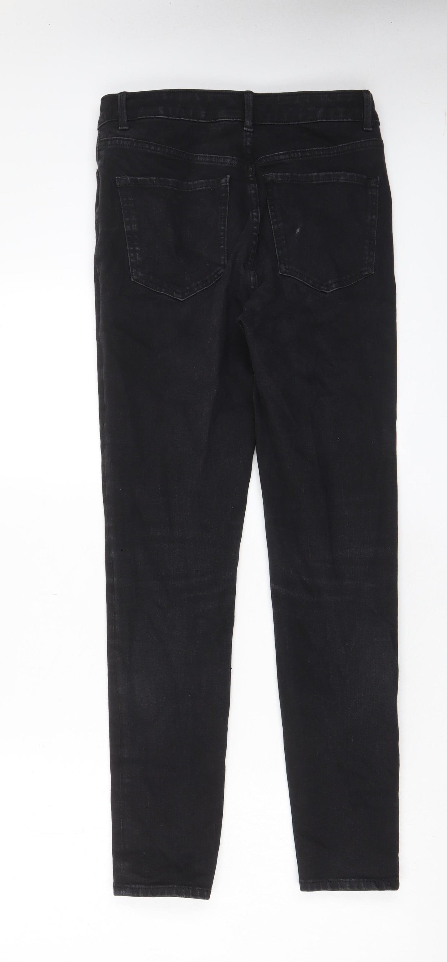 Marks and Spencer Womens Black Cotton Skinny Jeans Size 10 L29 in Regular Zip - Pockets