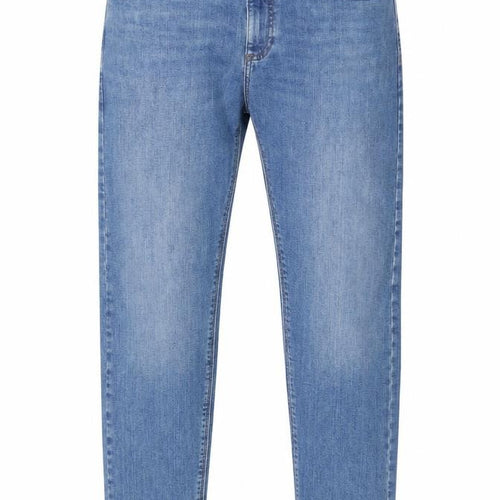 Marks and Spencer Mens Blue Cotton Straight Jeans Size 31 in L31 in Slim Zip - Pockets