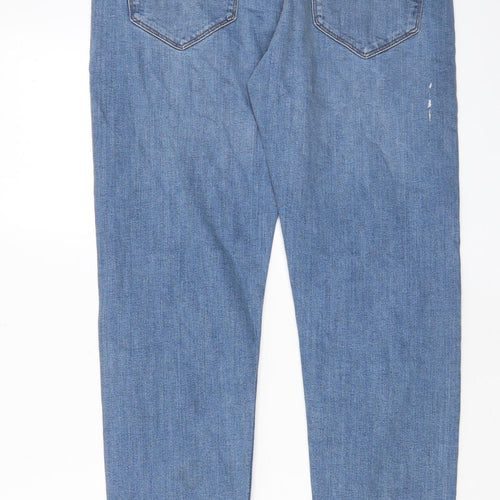 Marks and Spencer Mens Blue Cotton Straight Jeans Size 31 in L31 in Slim Zip - Pockets