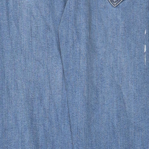Marks and Spencer Mens Blue Cotton Straight Jeans Size 31 in L31 in Slim Zip - Pockets