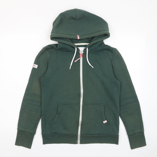 Superdry Womens Green Cotton Full Zip Hoodie Size 14 Zip - Logo, Embroided