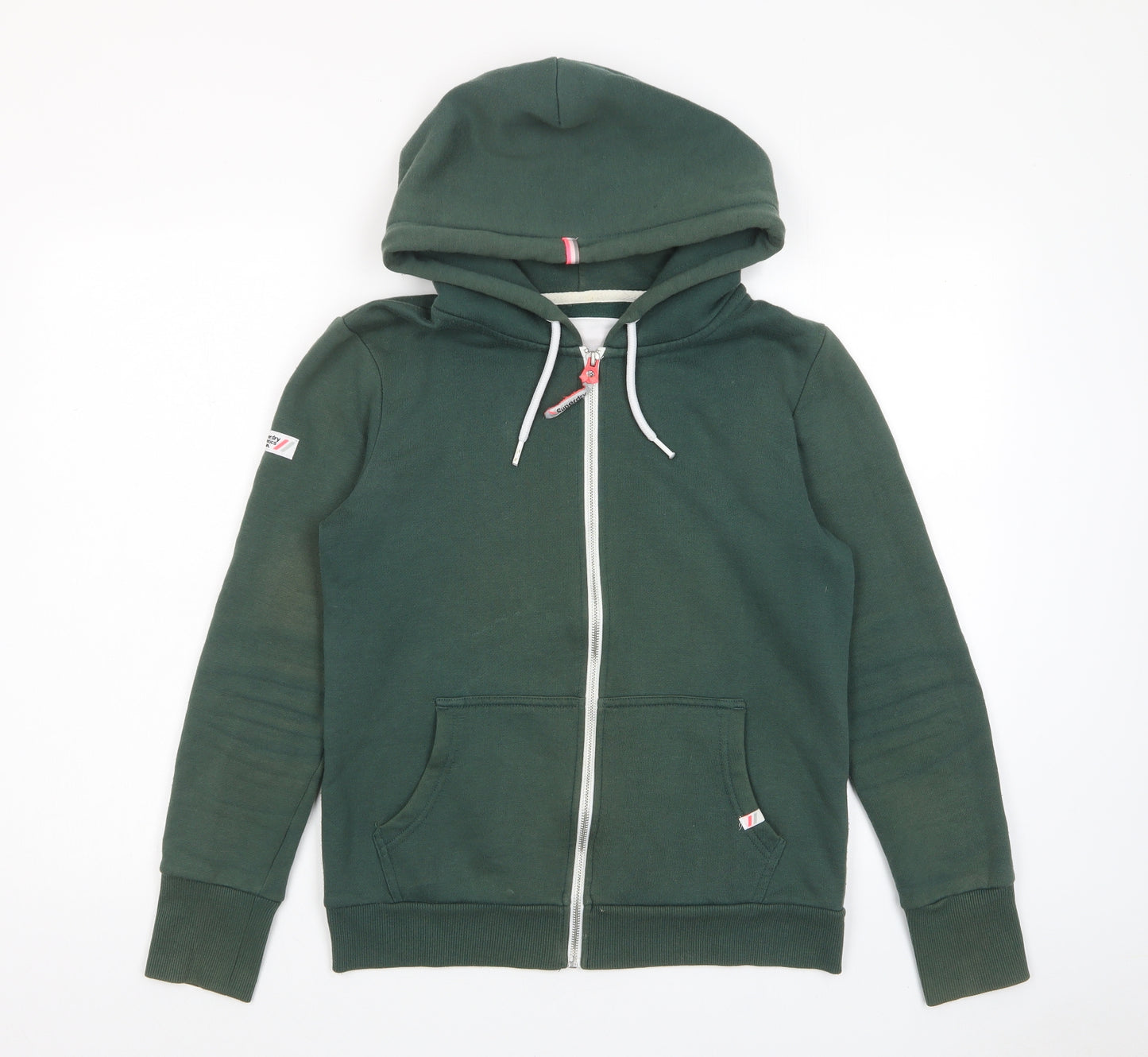 Superdry Womens Green Cotton Full Zip Hoodie Size 14 Zip - Logo, Embroided