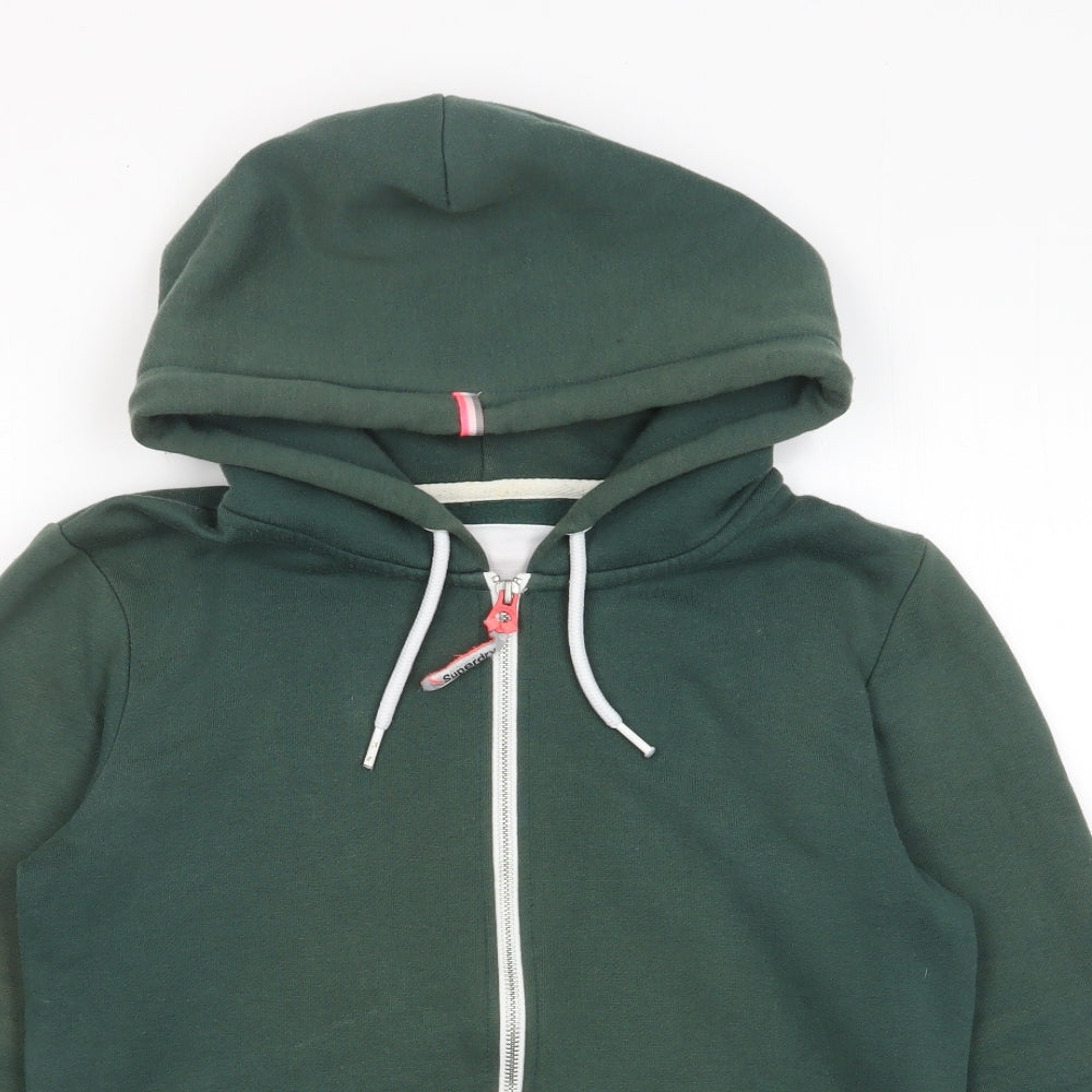 Superdry Womens Green Cotton Full Zip Hoodie Size 14 Zip - Logo, Embroided
