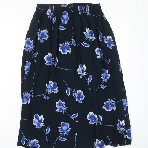 Anna Morelle Womens Blue Floral Viscose A-Line Skirt Size 30 in