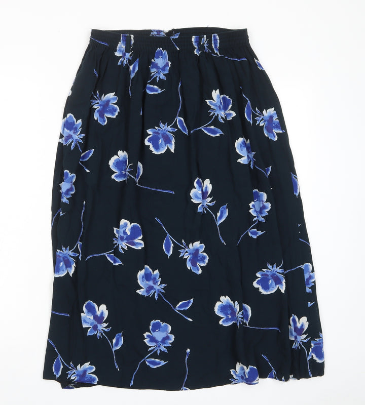 Anna Morelle Womens Blue Floral Viscose A-Line Skirt Size 30 in