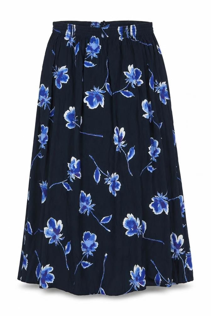 Anna Morelle Womens Blue Floral Viscose A-Line Skirt Size 30 in
