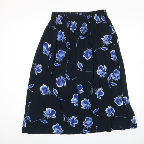 Anna Morelle Womens Blue Floral Viscose A-Line Skirt Size 30 in