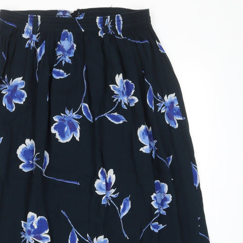 Anna Morelle Womens Blue Floral Viscose A-Line Skirt Size 30 in