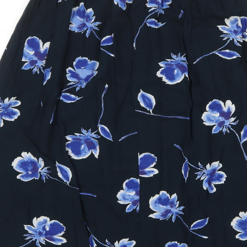 Anna Morelle Womens Blue Floral Viscose A-Line Skirt Size 30 in