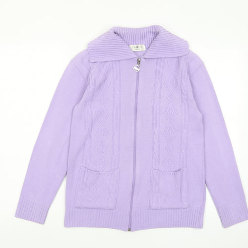 Choice Womens Purple Collared Acrylic Full Zip Jumper Size S - Pockets