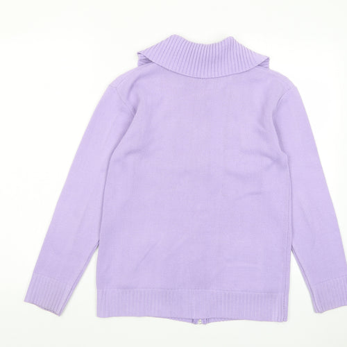 Choice Womens Purple Collared Acrylic Full Zip Jumper Size S - Pockets