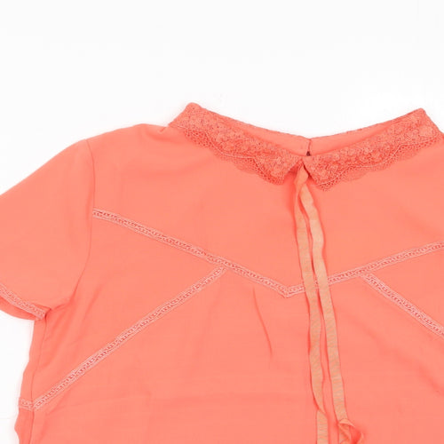 Grace & Mila Womens Pink Polyester Basic T-Shirt Size M Collared - Embroidered