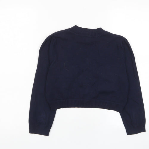 Monsoon Womens Blue V-Neck Cotton Cardigan Jumper Size M - Cropped, Open